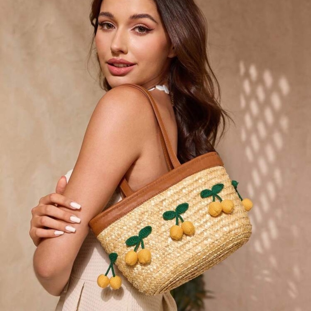 SHECARRY Fruit Basket Shaped Shoulder Bag, Minimalist Fashion Casual Everyday